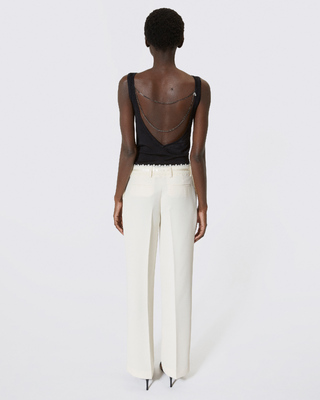 Pantalon tailleur large écru