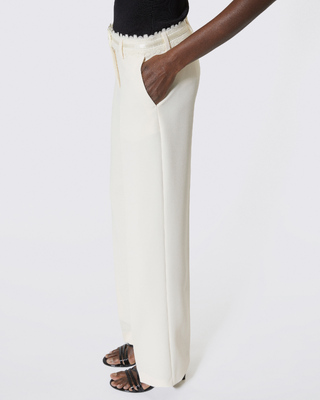 Pantalon tailleur large écru