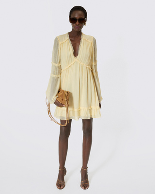 Robe courte volantée jaune