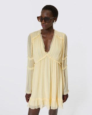 Robe courte volantée jaune