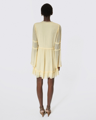 Robe courte volantée jaune