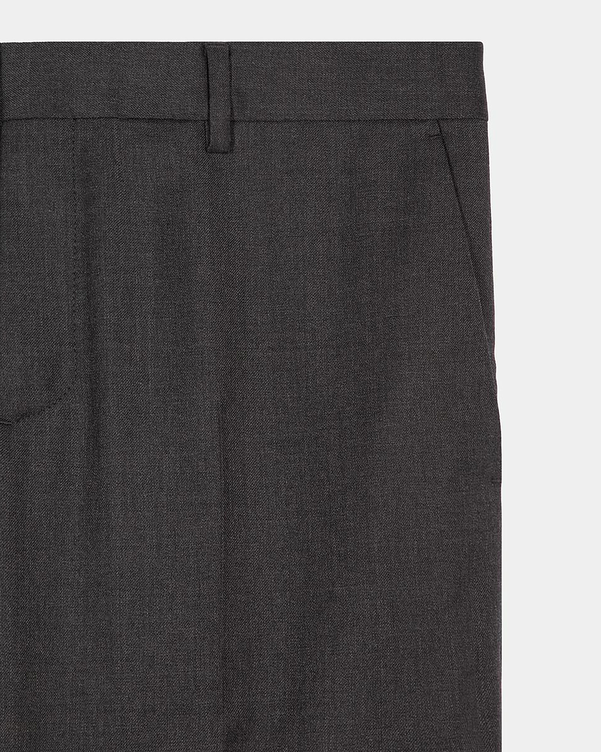 Pantalon de costume ajusté en laine gris