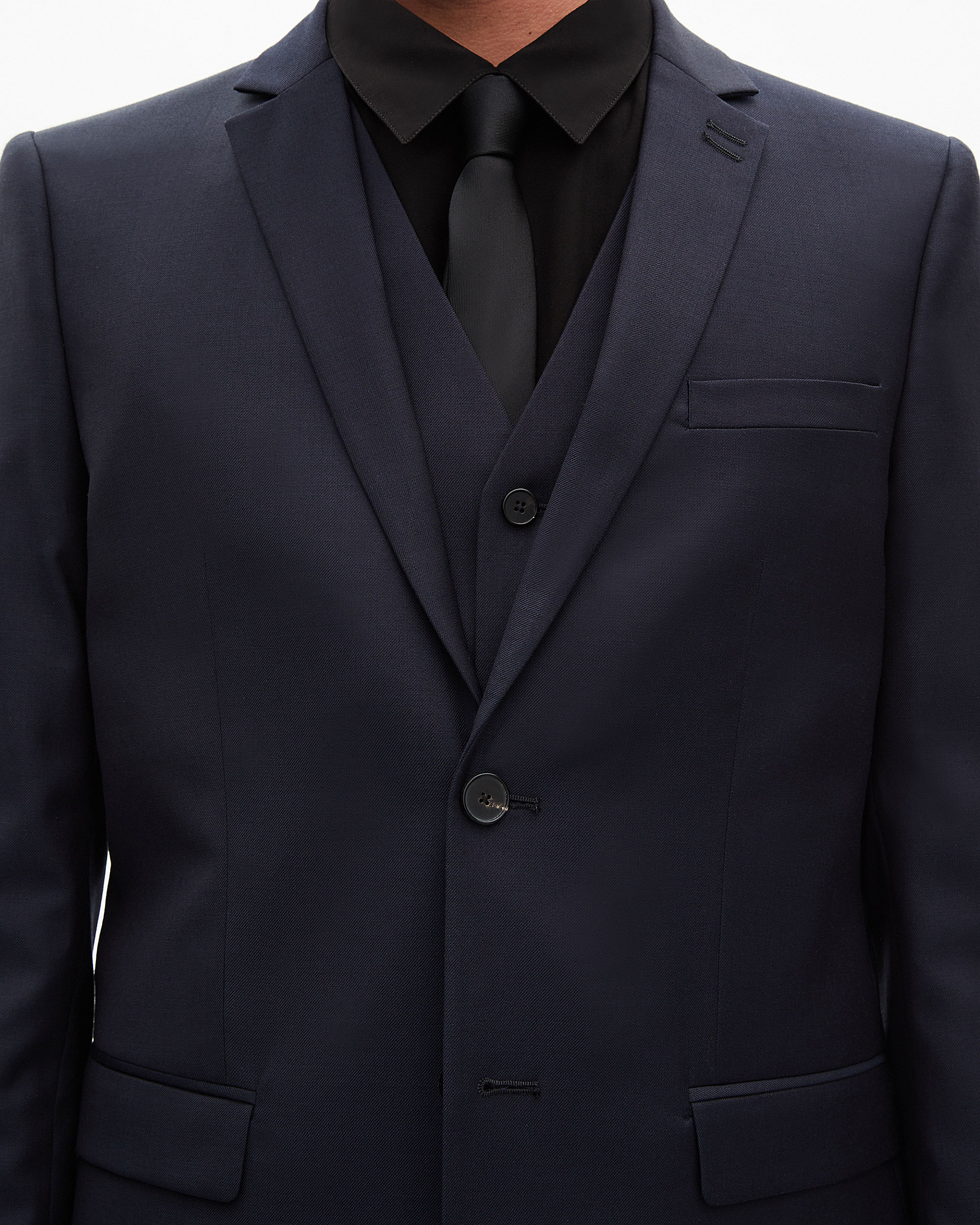 Veste de costume coupe droite en laine bleue 