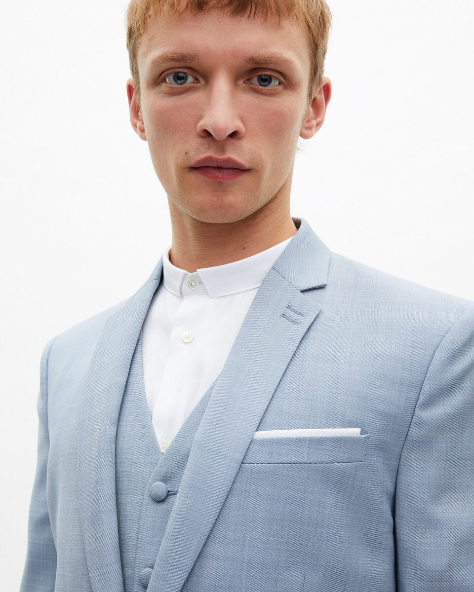 Veste de costume en laine coupe ajustée bleu