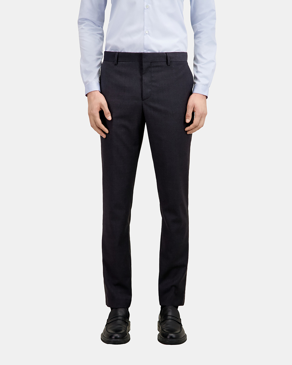 Pantalon de costume ajusté en laine gris