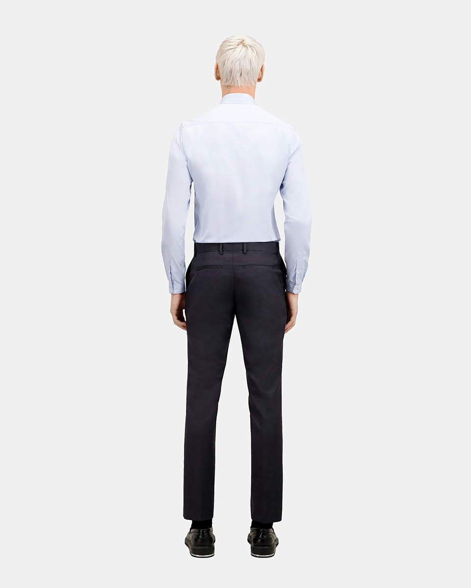 Pantalon de costume ajusté en laine gris