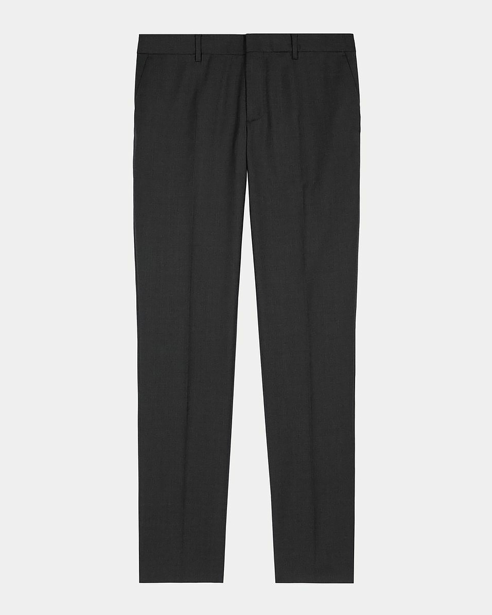 Pantalon de costume ajusté en laine gris