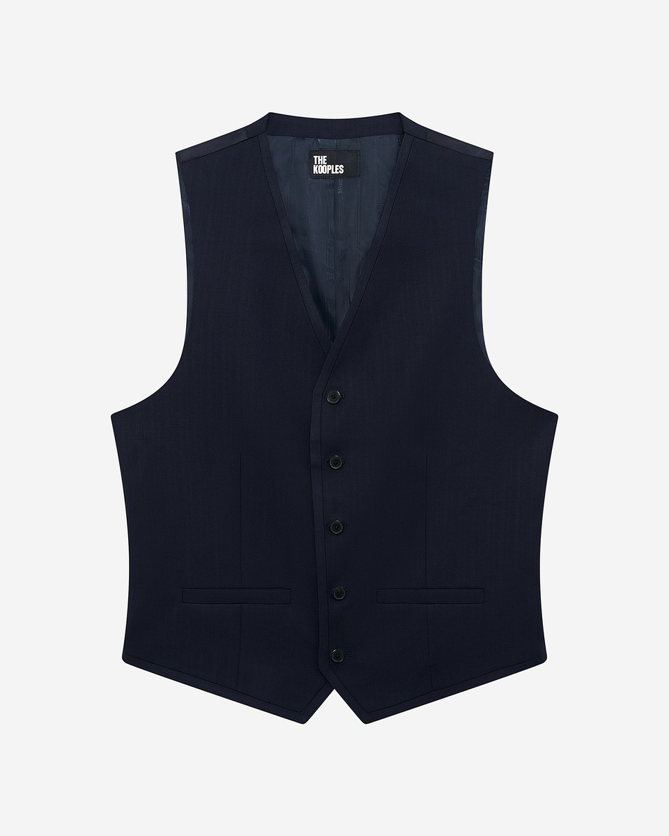 Gilet de costume en laine bleu marine