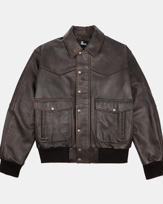 Blouson en cuir marron
