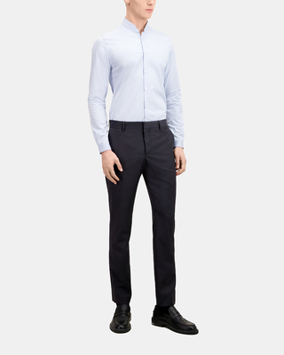 Pantalon de costume ajusté en laine gris
