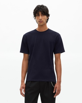 T-shirt Mixte droit uni bleu marine