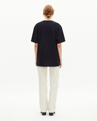 T-shirt Mixte droit uni bleu marine