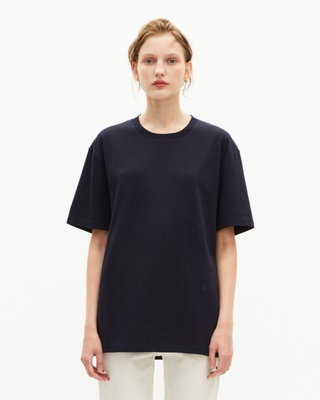 T-shirt Mixte droit uni bleu marine