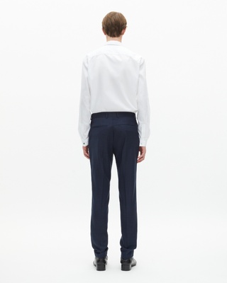 Pantalon de costume ajusté en laine marine