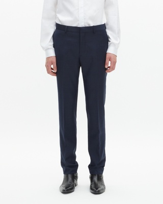 Pantalon de costume ajusté en laine marine