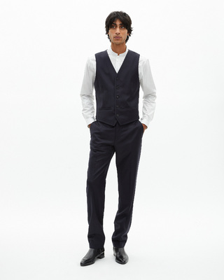 Gilet de costume en laine bleu marine