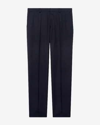 Pantalon de costume ajust&eacute; en laine marine