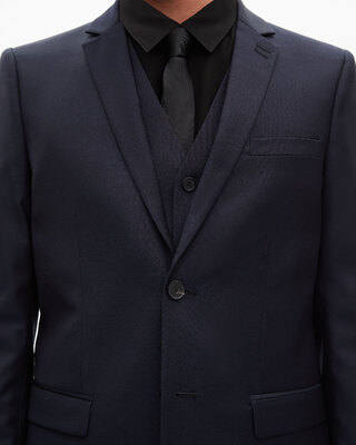 Veste de costume coupe droite en laine bleue 