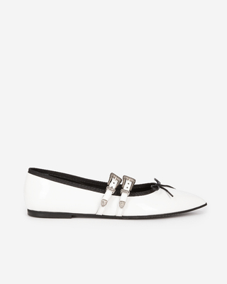 Ballerines plates en cuir blanc