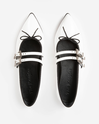 Ballerines plates en cuir blanc