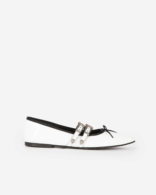 Ballerines plates en cuir blanc