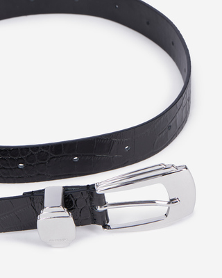 Ceinture en cuir noir effet crocodile