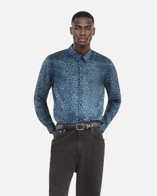 Ceinture en cuir noir effet crocodile
