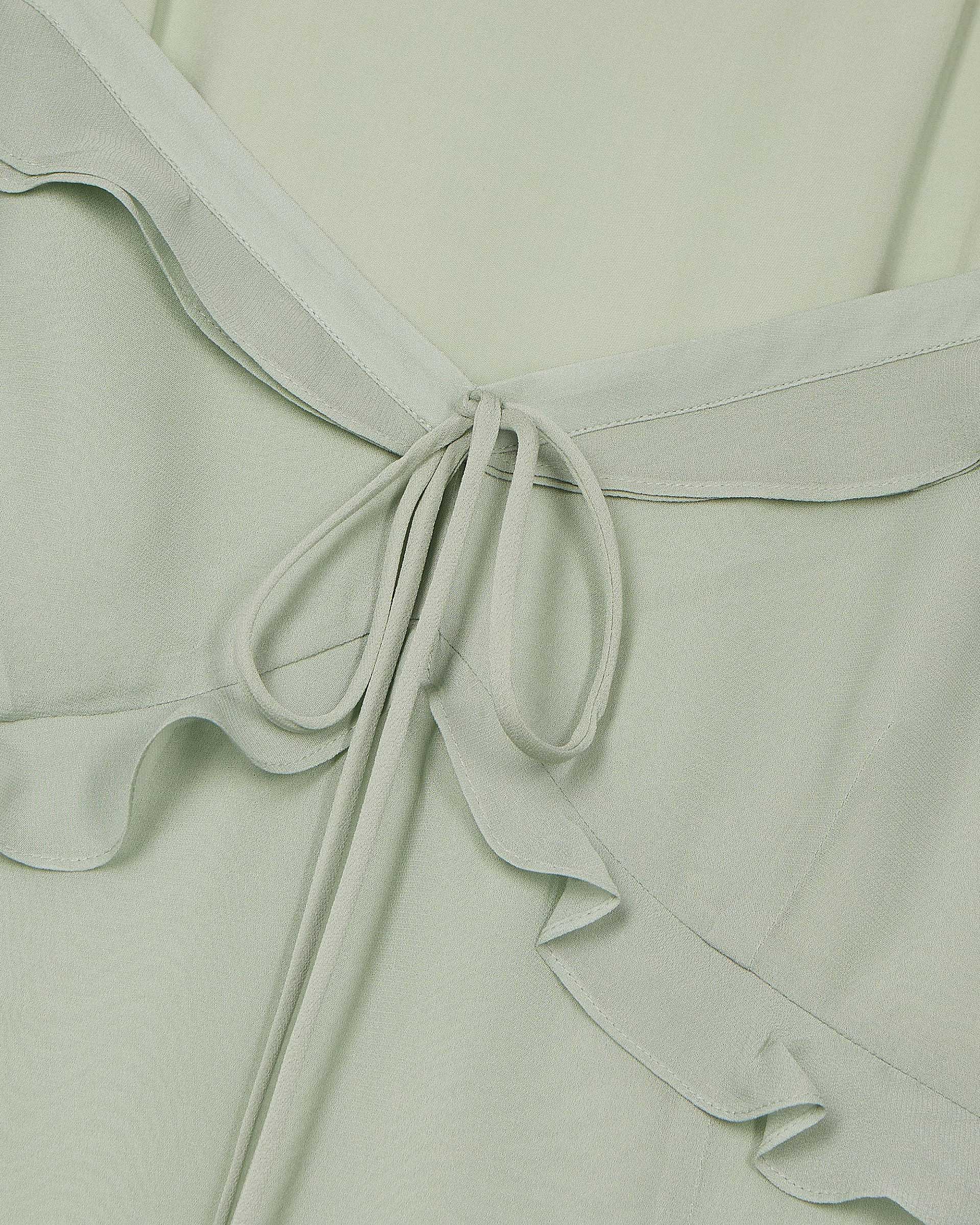 Robe longue volantée verte