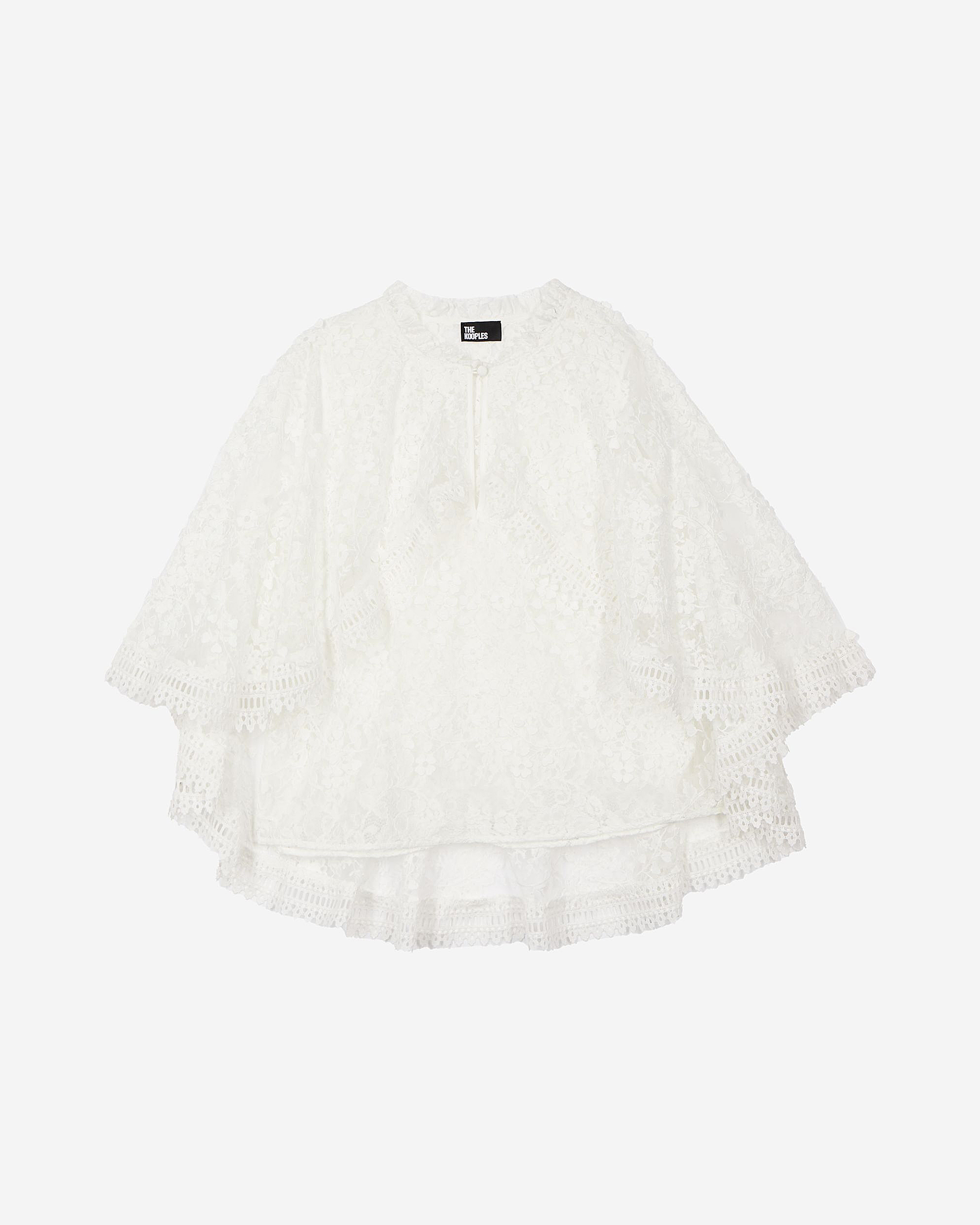 Top avec cape en dentelle écru
