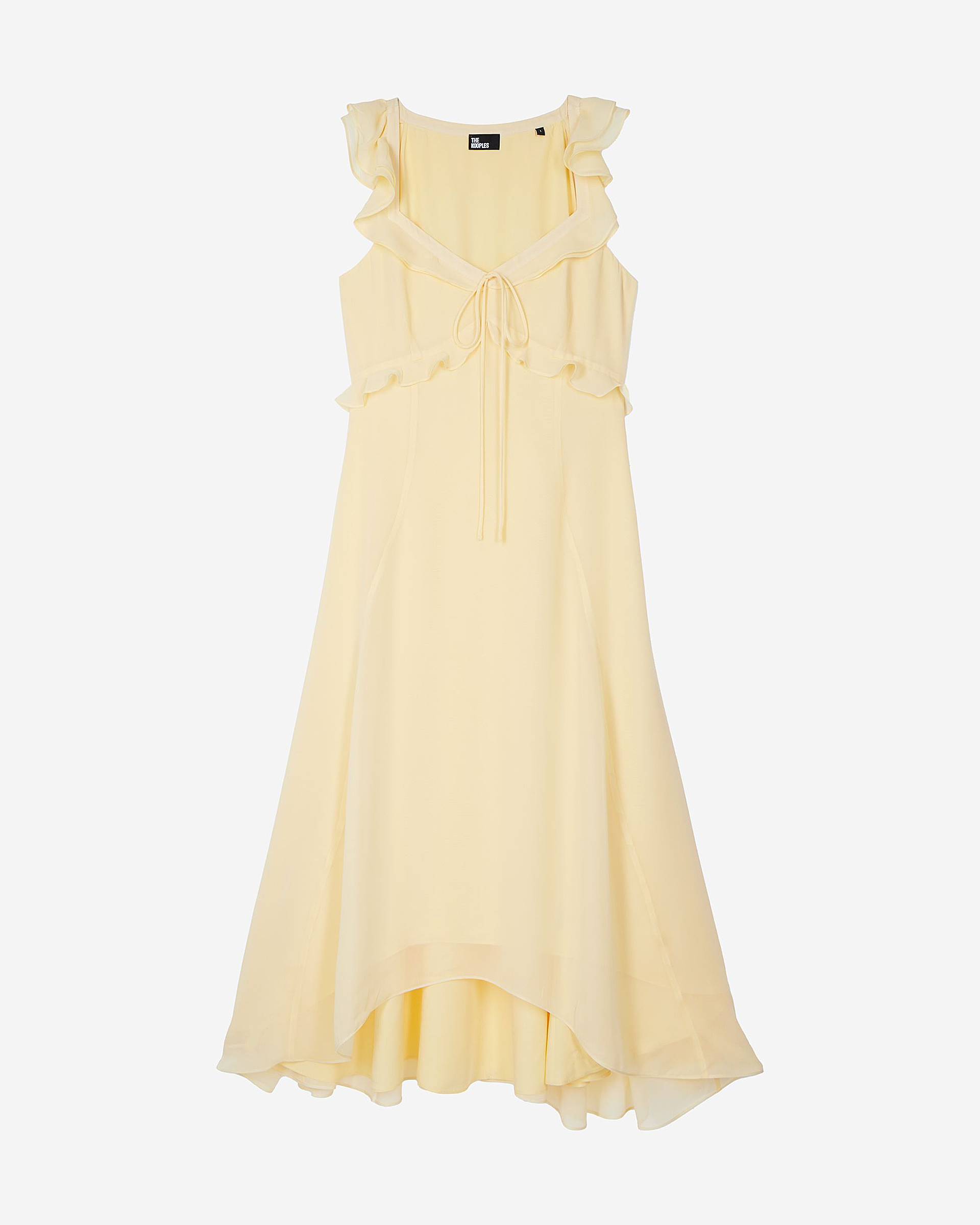 Robe longue volantée jaune