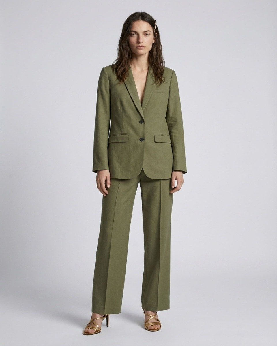 Veste de tailleur en lin kaki