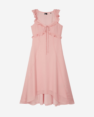 Robe longue volantée rose