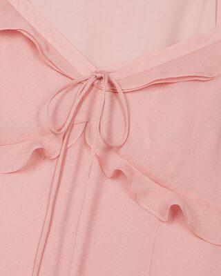 Robe longue volantée rose
