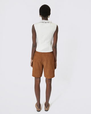 Top en coton avec incrustation dentelle écru