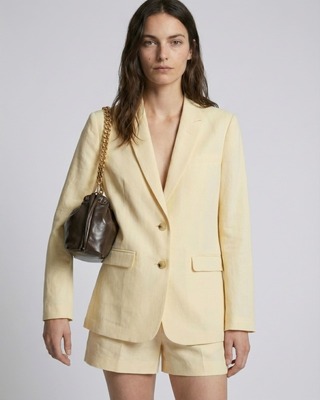Veste de tailleur en lin jaune