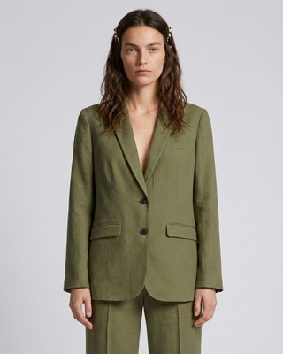 Veste de tailleur en lin kaki