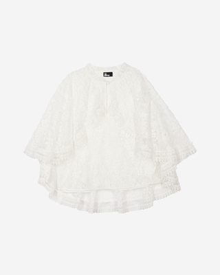Top avec cape en dentelle écru