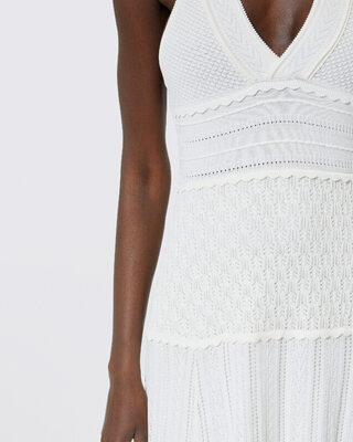 Robe dos croisé en maille ajourée écrue