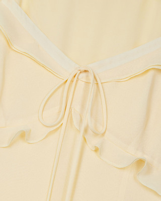 Robe longue volantée jaune