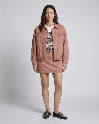 Blouson oversize en denim rose