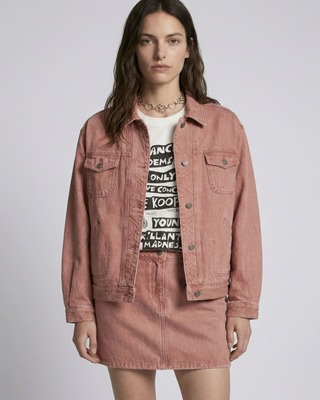 Blouson oversize en denim rose