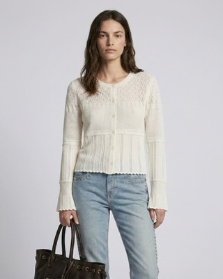 Cardigan en maille ajourée écru