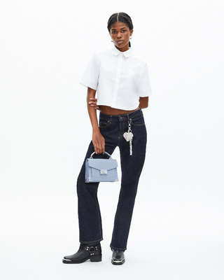 Sac Emily small en cuir grainé bleu