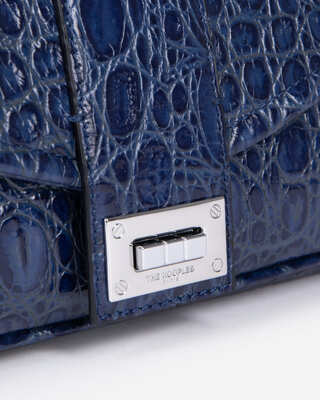 Sac en cuir embossé bleu
