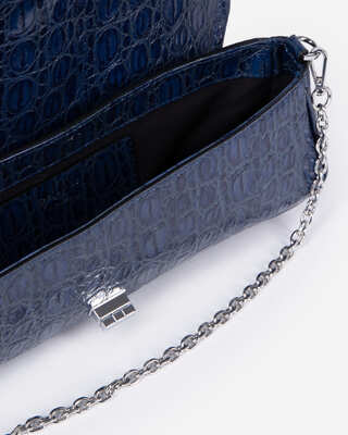Sac en cuir embossé bleu