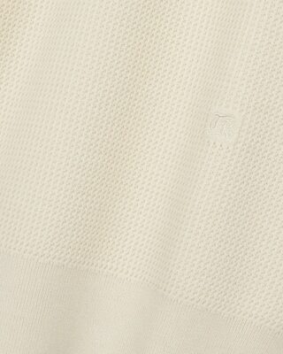 Pull col polo &agrave; zip beige