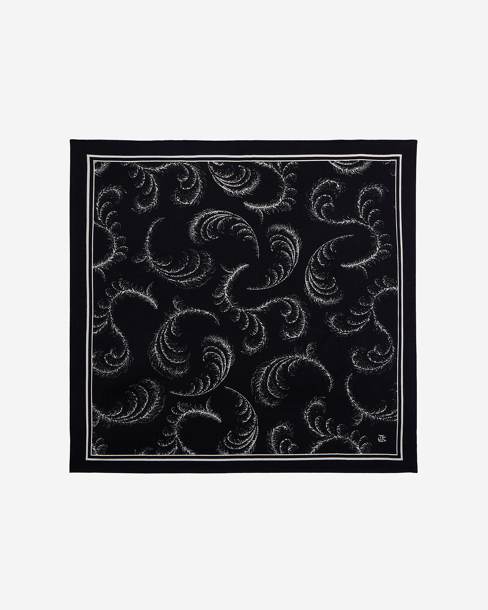 Foulard imprimé en laine et soie noir