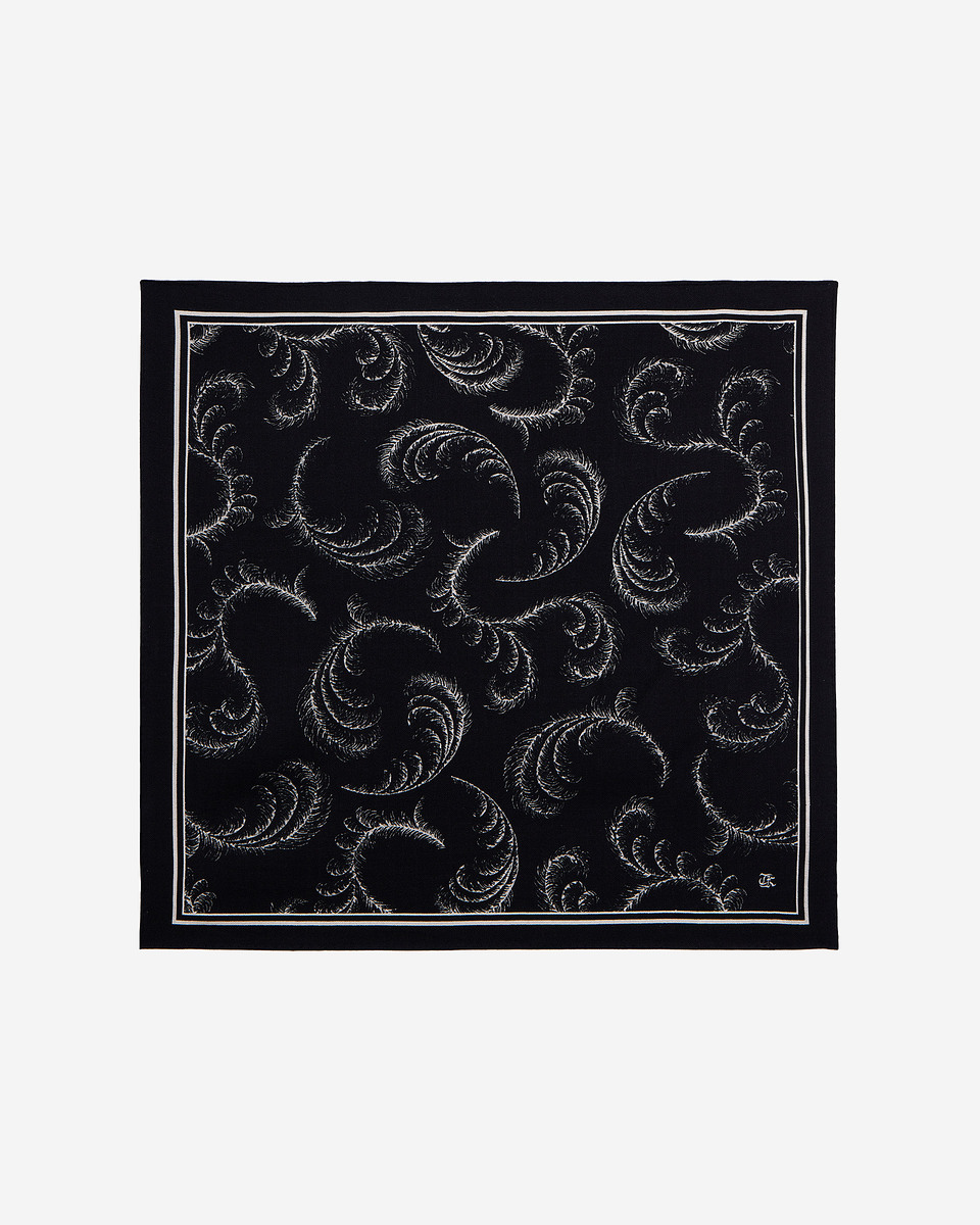 Foulard imprimé en laine et soie noir