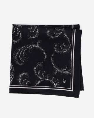 Foulard imprimé en laine et soie noir