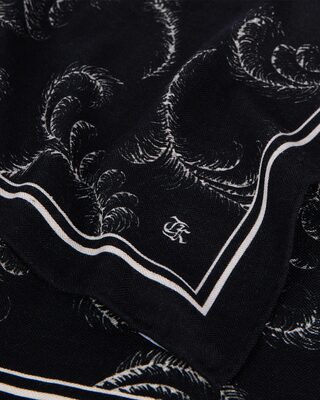 Foulard imprimé en laine et soie noir